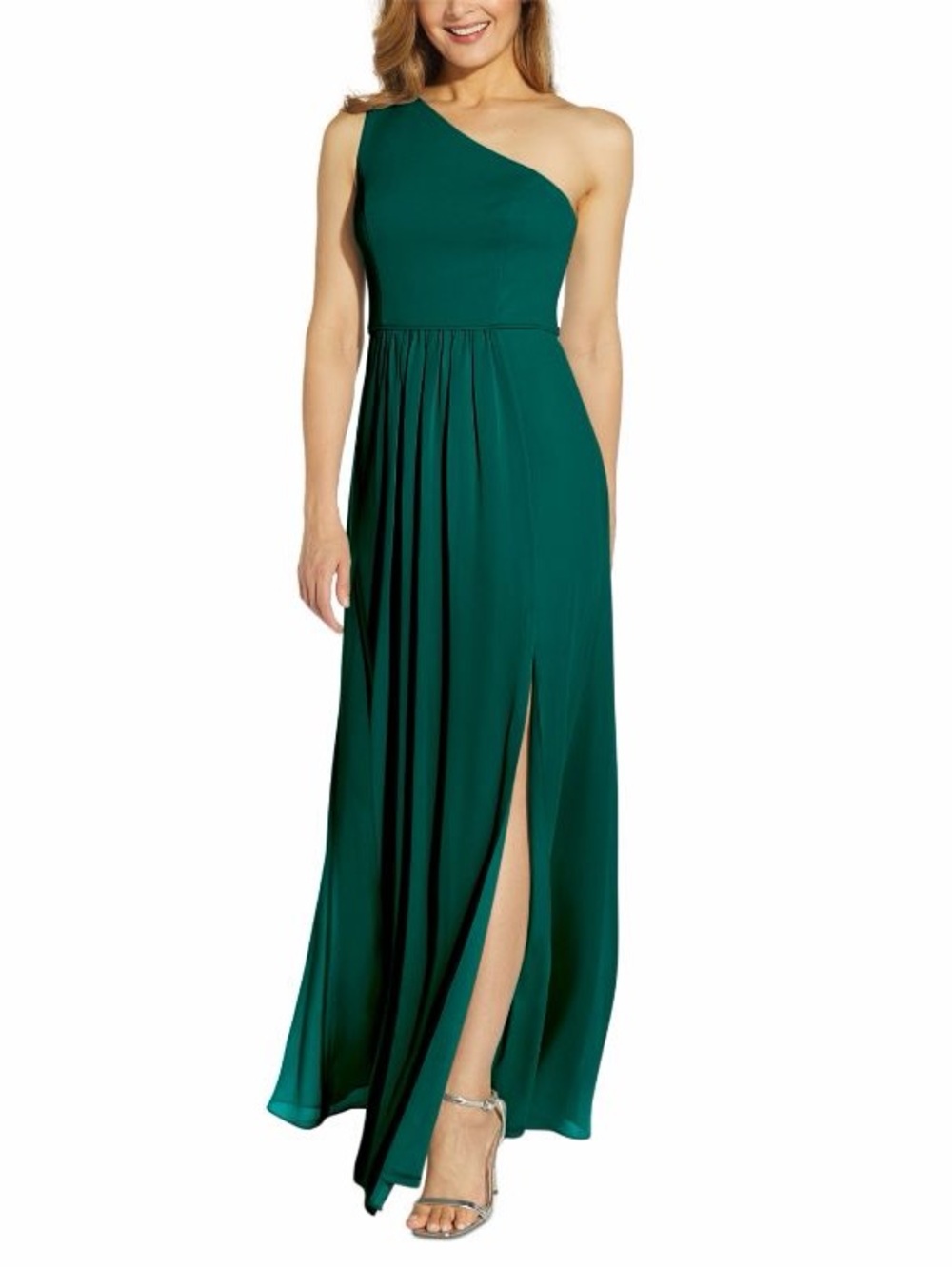 Adrianna Papell Women's One Shoulder Chiffon Gown size 16